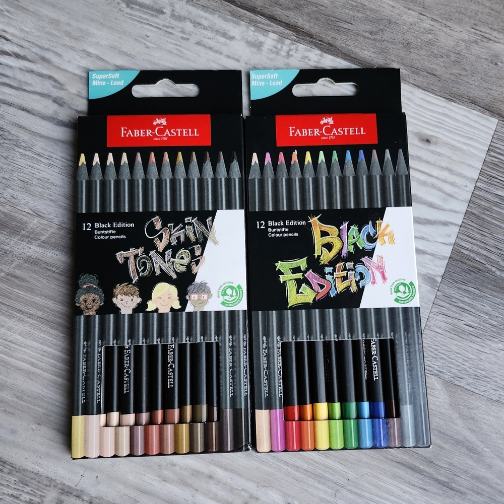 Faber-Castell Colored Pencil Set 12 Skin Tone + 12 Black Edition Artist Supplies